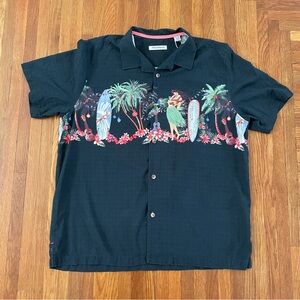 Tommy Bahama Black Holiday Embroidered Surf Silk Shirt